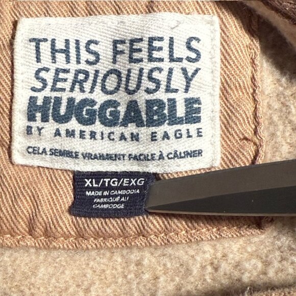 American Eagle This Feels Seriously Huggable Tan Keep Smiling Hoodie Size XL - Picture 8 of 10